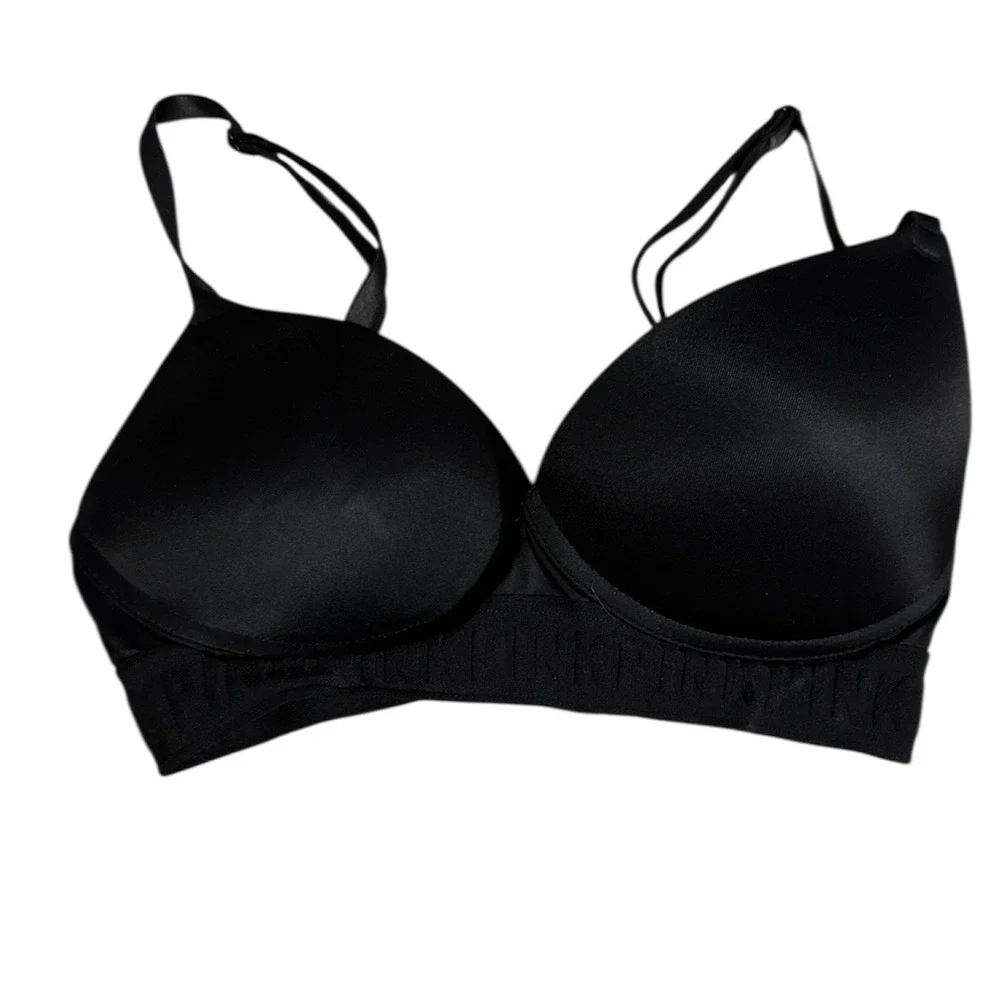 Victorias Secret PINK Wear Everywhere Wireless Push-Up Bra Black 32C